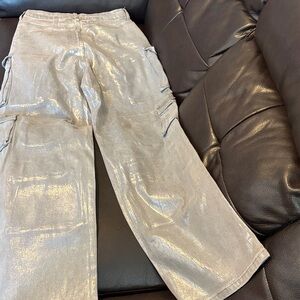 Fashion Nova Metallic Gray Cargo Pants